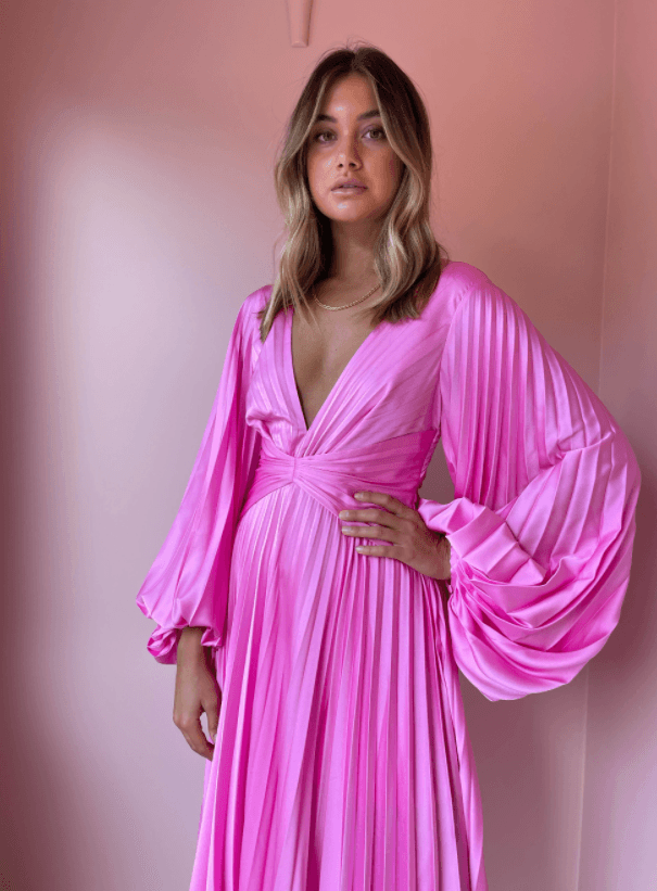 Acler Palms Midi Dress in Confetti Pink Size 8 for rent on The Volte - main image