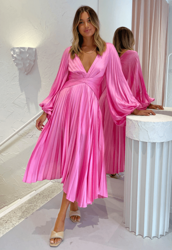 Acler Palms Midi Dress in Confetti Pink Size 8 for rent on The Volte - main image