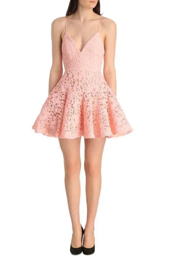 Alex Perry Leisa Lace Flip Mini Dress Candy Pink Size 10 for rent on The Volte - main image
