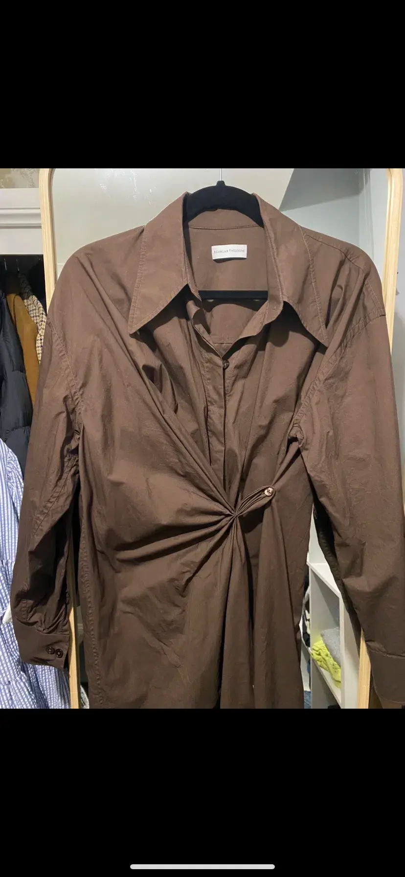 Scanlan Theodore Cotton Wrap Dress Brown Size 8 for rent on The Volte - main image