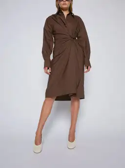Scanlan Theodore Cotton Wrap Dress Brown Size 8 for rent on The Volte - image 1