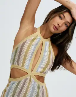 Suboo Luella Halter Mini Dress Stripe Size 8 for rent on The Volte - image 3