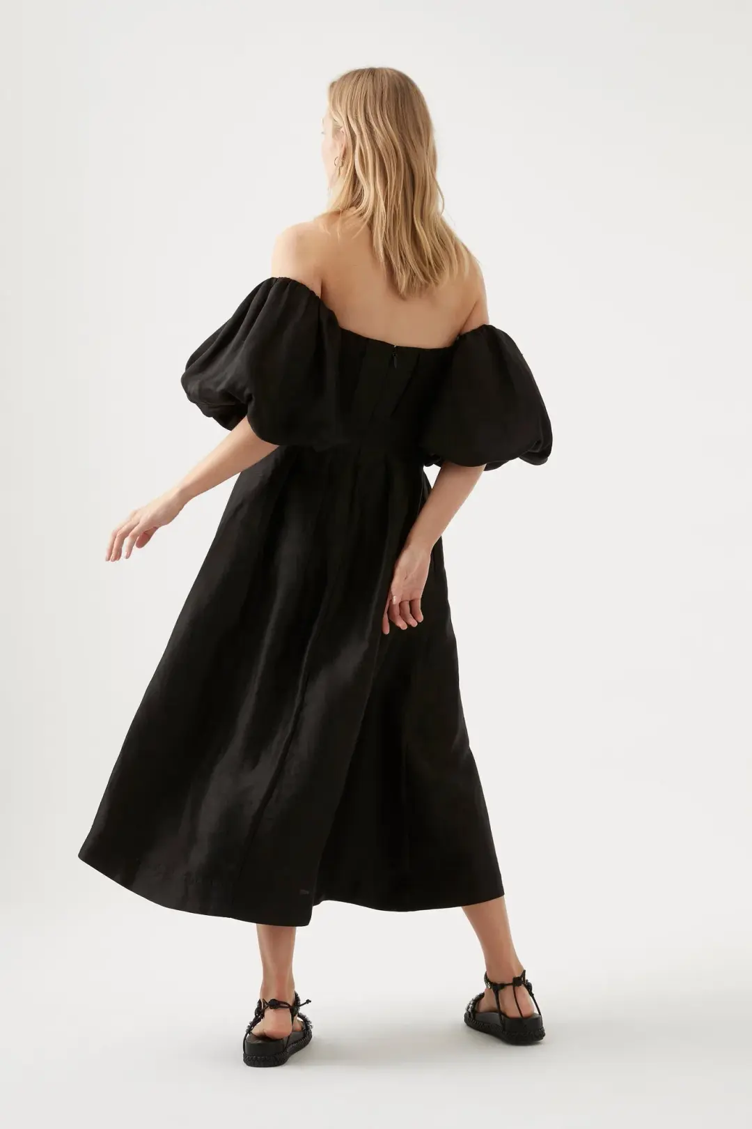 Aje Eugenie Off Shoulder Midi Dress Black Size 12 / L for rent on The Volte - main image