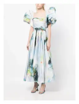 Leo Lin Matilda Puff Sleeve Midi Dress Willow Print Size 8 for rent on The Volte - image 4