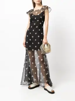 Sir the Label Margot Low Back Gown Black Polka Dot Print Size 1 /AU 8