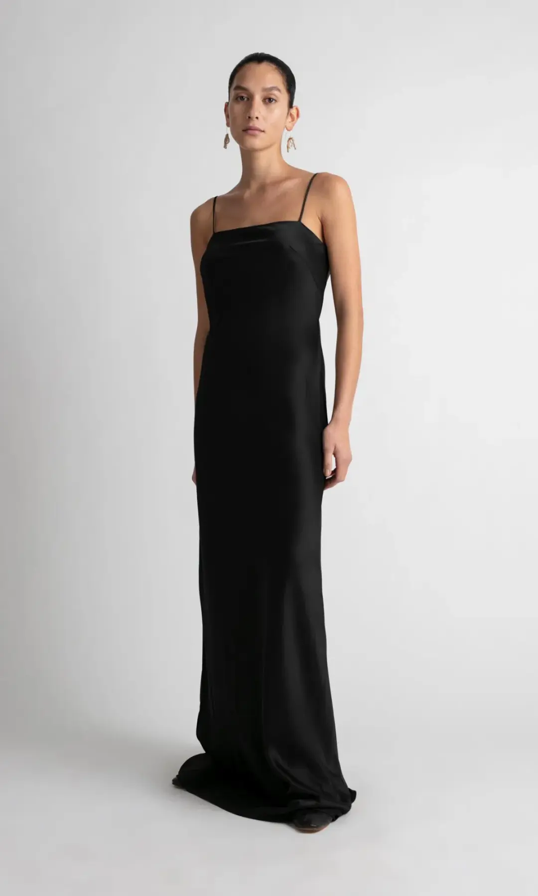 Camilla and Marc Miranda Square Neck Satin Maxi Dress Black Size 6 for rent on The Volte - main image
