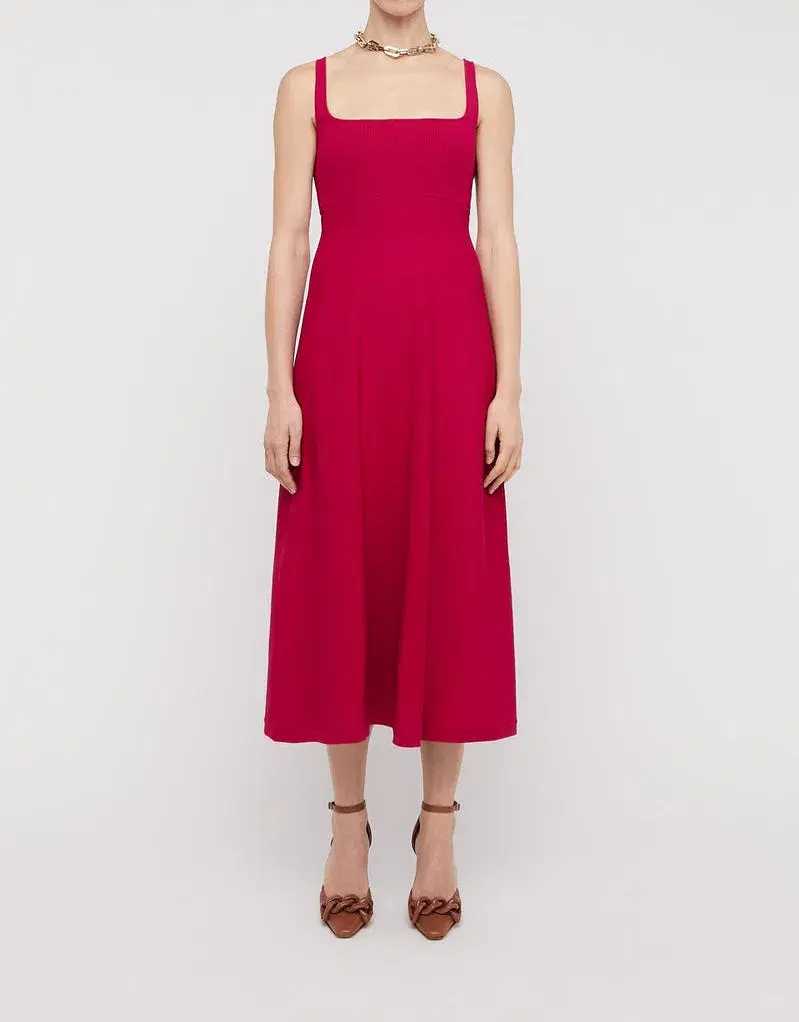 Scanlan Theodore Crepe Knit Square Neck Dress in Raspberry Size S / Au 8 for rent on The Volte - main image