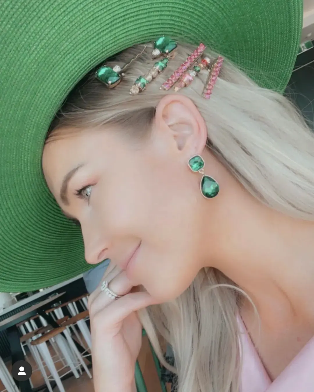 Morgan & Taylor Macy Boater hat in Green for rent on The Volte - main image