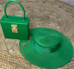 Morgan & Taylor Macy Boater hat in Green for rent on The Volte - image 8