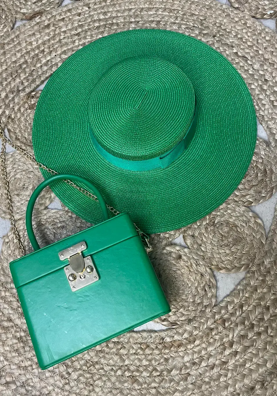 Morgan & Taylor Macy Boater hat in Green for rent on The Volte - main image