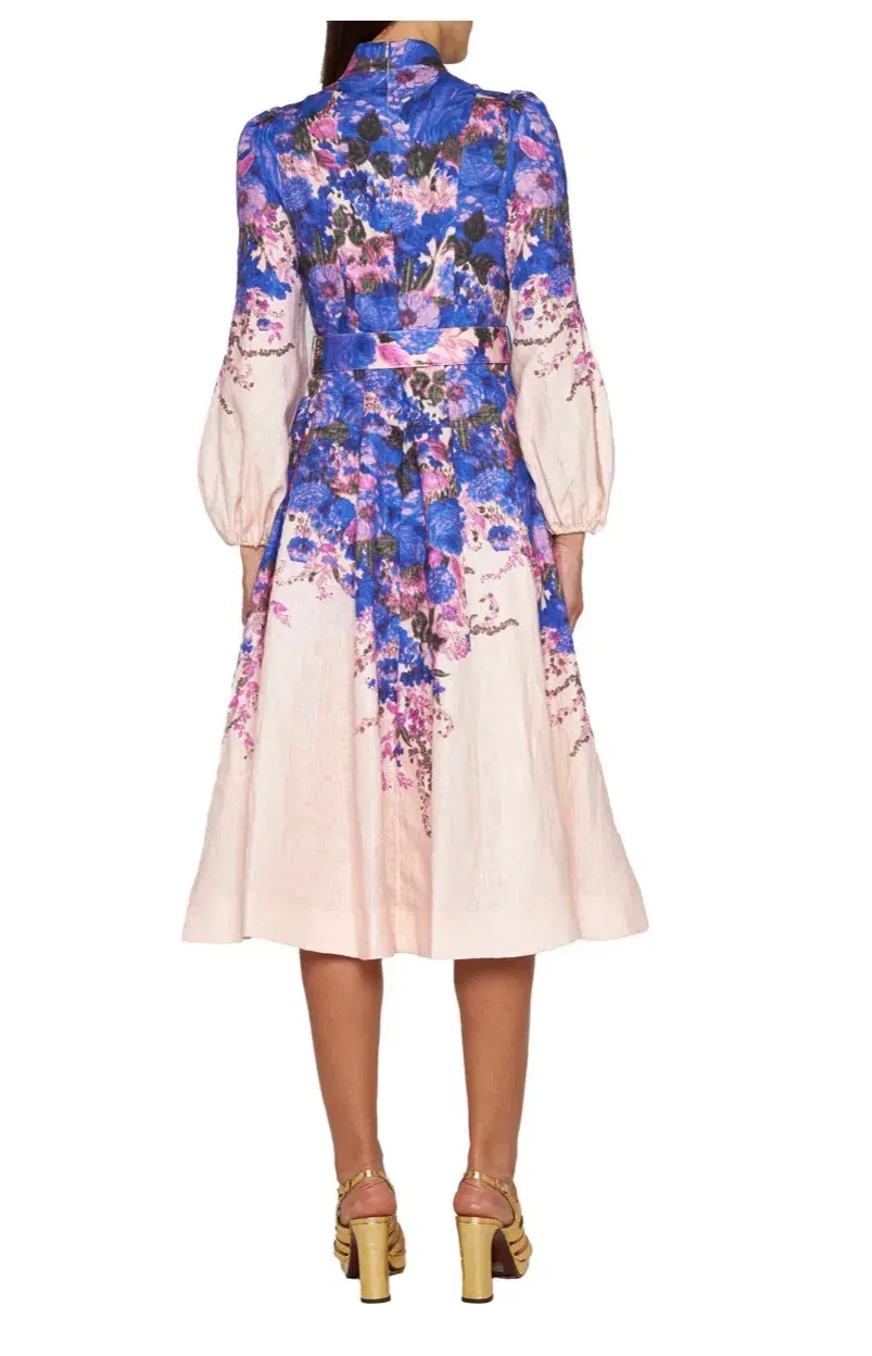 Zimmermann High Tide Buttoned Midi Dress Purple Ikat Floral Size 4 / Au 16 for rent on The Volte - main image