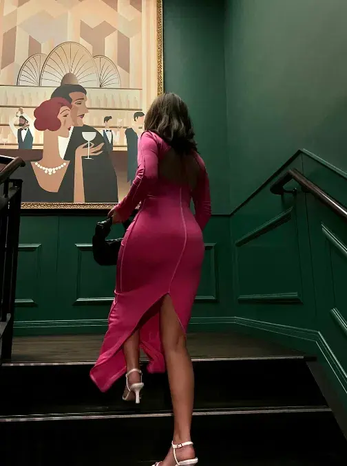 Odysseus & Penelope Neon Pink Contrast Maxi Dress Pink Size AU 6 for rent on The Volte - main image