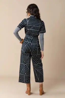 Frock Me Out Monochrome Freestyler Jumpsuit Lines Print Size 16 for rent on The Volte - image 3