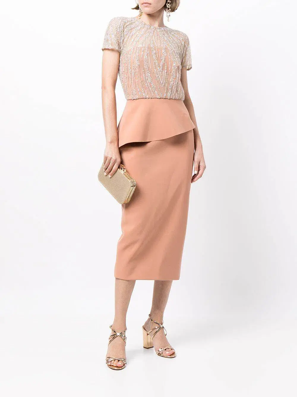 Rachel Gilbert Cole Midi Dress Terracotta Nude Size 14 for rent on The Volte - main image