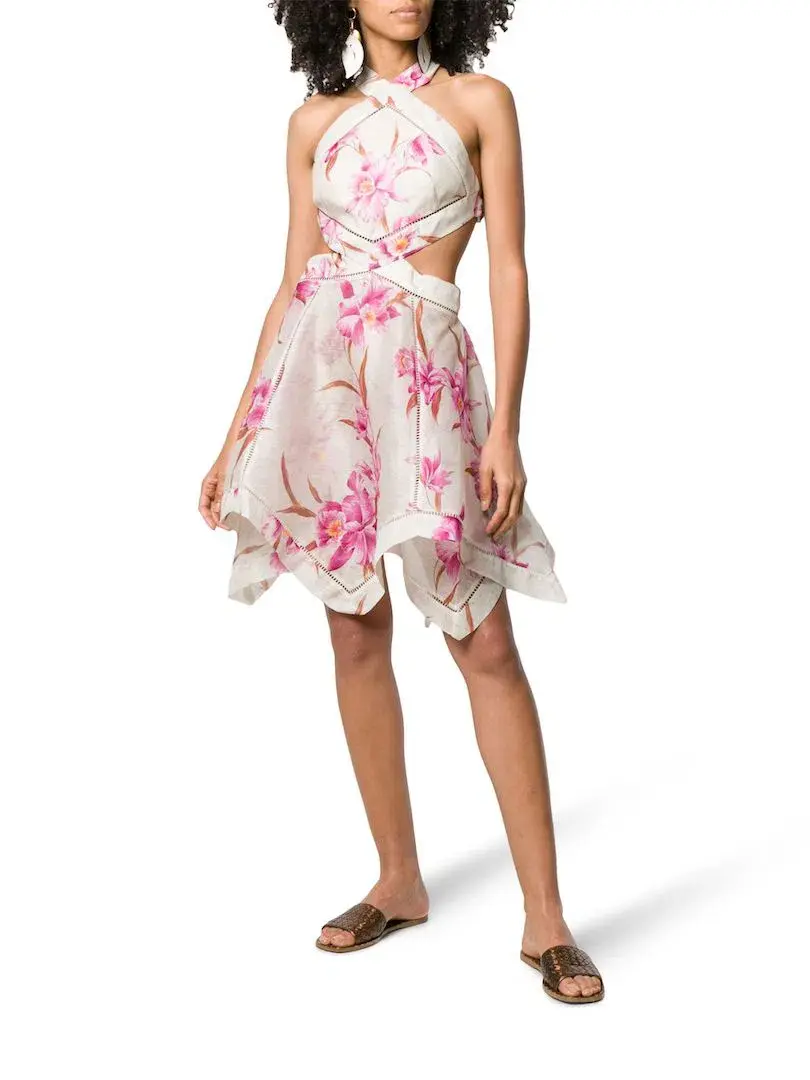 Zimmermann corsage floral print scarf mini dress size 2 for rent on The Volte - main image