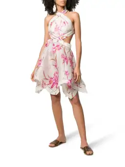 Zimmermann corsage floral print scarf mini dress size 2 for rent on The Volte - image 1