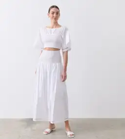Joslin Yoko Cotton Skirt/Dress in Optical White Size 10 for rent on The Volte - image 1