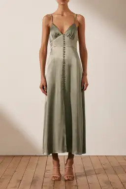 Shona Joy La Lune Cocktail Midi Dress in Sage Size 8