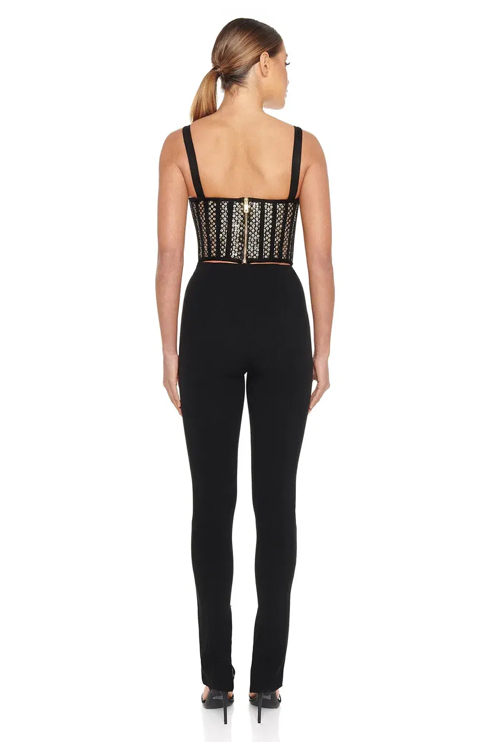 Eliya the Label The Zayna Corset Top Black/Silver Sequin Size XS/AU 6 for rent on The Volte - main image