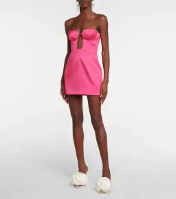Magda Butrym Strapless Satin Bustier Mini Dress Pink Size 8 for rent on The Volte - image 1