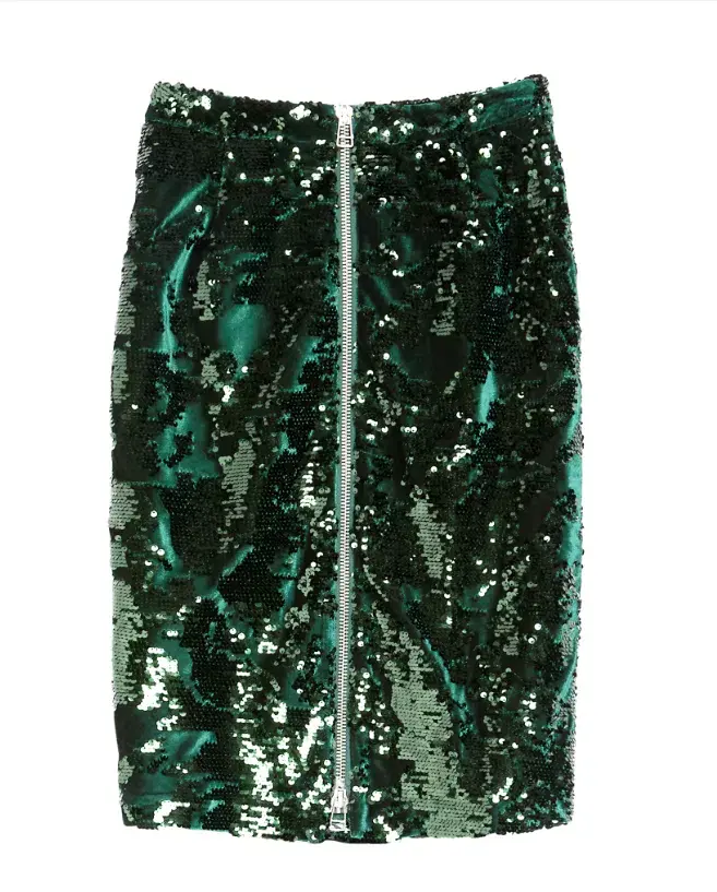 Suboo Suncoo Paris Green Sequin Skirt Size 8 for rent on The Volte - main image