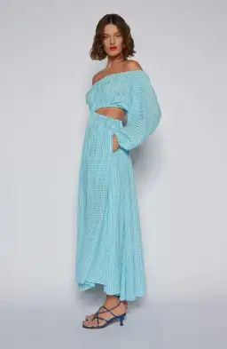 Scanlan Theodore Gingham Cut Out Dress in Blue Size 6 for rent on The Volte - image 4