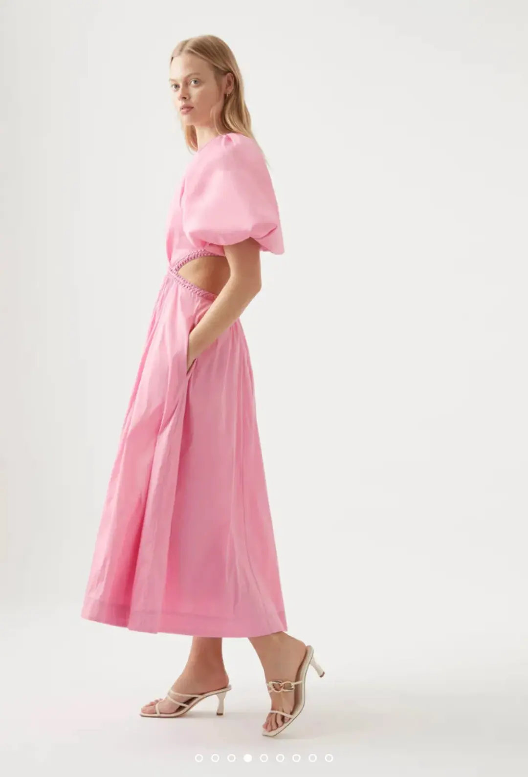 Aje Capucine Puff Sleeve Midi Dress Pink Size 6 / XS for rent on The Volte - main image