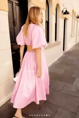 Aje Capucine Puff Sleeve Midi Dress Pink Size 6 / XS for rent on The Volte - image 8