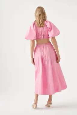 Aje Capucine Puff Sleeve Midi Dress Pink Size 6 / XS for rent on The Volte - image 3