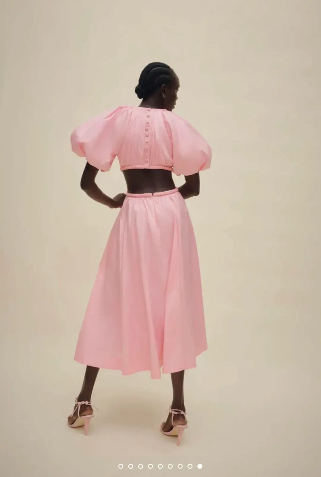 Aje Capucine Puff Sleeve Midi Dress Pink Size 6 / XS for rent on The Volte - main image