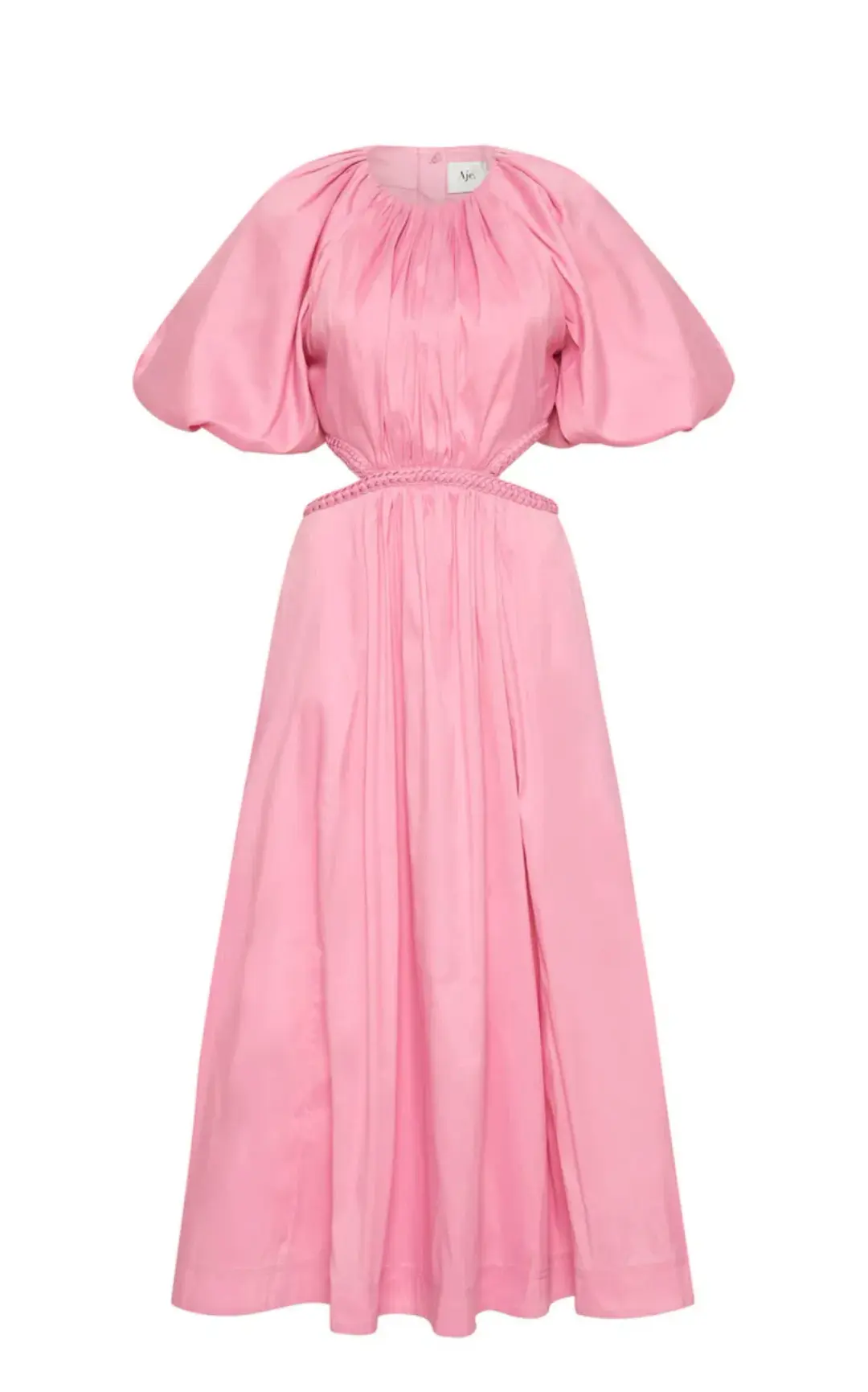 Aje Capucine Puff Sleeve Midi Dress Pink Size 6 / XS for rent on The Volte - main image