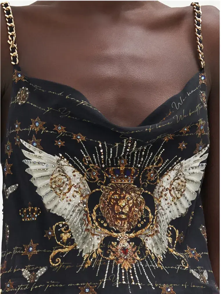 Camilla x Robbie Williams Bias Cami Top Black Print Size XL/Au 16 for rent on The Volte - main image