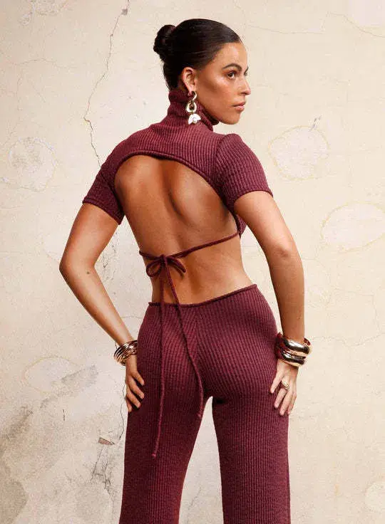 Arcina Ori Lexi Jumpsuit in Wine Size S / AU 8 for rent on The Volte - main image