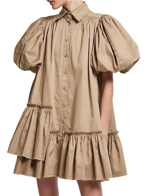 Aje Ambience Shirt Dress Brown Size 8 for rent on The Volte - main image