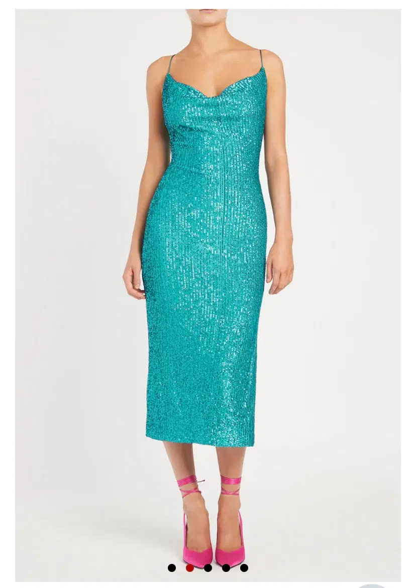 Rebecca Vallance Missing Hours Midi Dress Turquoise Size 8 for rent on The Volte - main image