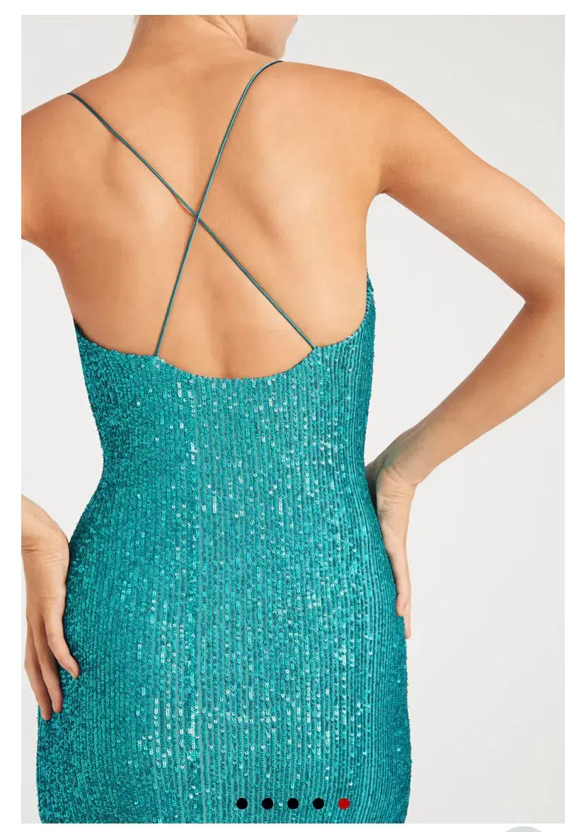 Rebecca Vallance Missing Hours Midi Dress Turquoise Size 8 for rent on The Volte - main image