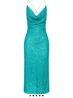 Rebecca Vallance Missing Hours Midi Dress Turquoise Size 8 for rent on The Volte - image 6