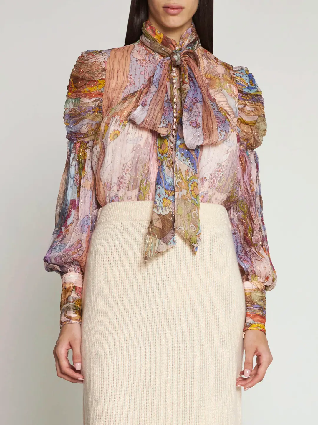 Zimmermann Kaleidoscope Lurex Blouse Print Size 3/Au 14 for rent on The Volte - main image