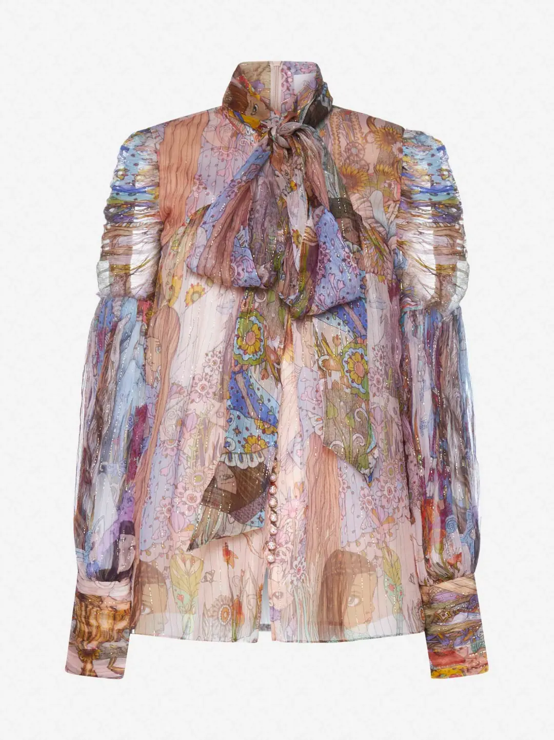 Zimmermann Kaleidoscope Lurex Blouse Print Size 3/Au 14 for rent on The Volte - main image