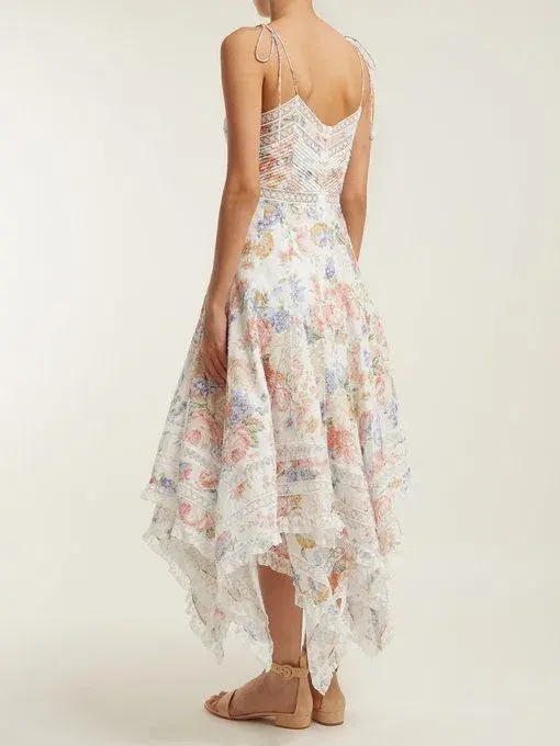 Zimmermann Bowie Pintuck Scarf Dress Floral Size 2/Au 12 for rent on The Volte - main image