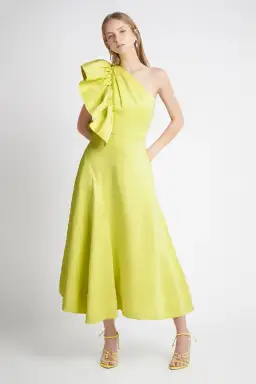Aje Bonjour Asymmetric Midi Dress Lime Green Size 8 / S for rent on The Volte - image 1