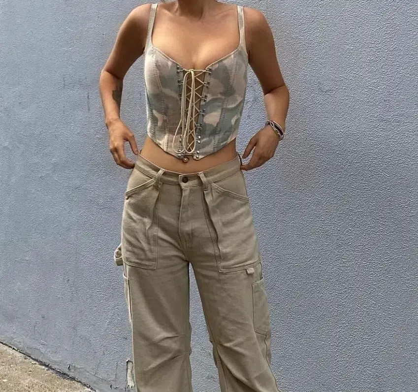 Dion Lee Ikat Camo Corset Print Size 8 for rent on The Volte - main image