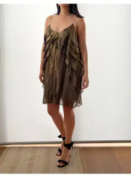 Zimmermann Metallic Frill Dress Gold Size 2 / Au 12