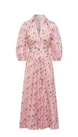 Scanlan Theodore Linen Foulard Shirt Dress Pink Size 10 for rent on The Volte - image 3