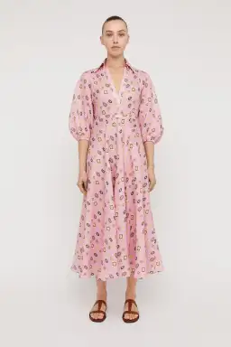 Scanlan Theodore Linen Foulard Shirt Dress Pink Size 10 for rent on The Volte - image 1