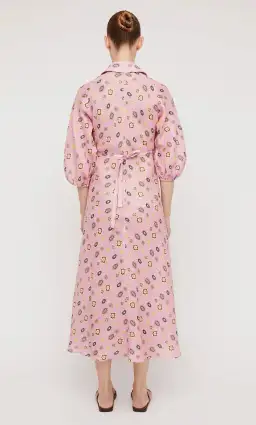 Scanlan Theodore Linen Foulard Shirt Dress Pink Size 10 for rent on The Volte - image 2