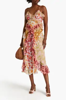 Zimmermann The Lovestruck Slip Midi Dress Patchwork Floral Size 0/Au 8 for rent on The Volte - image 1