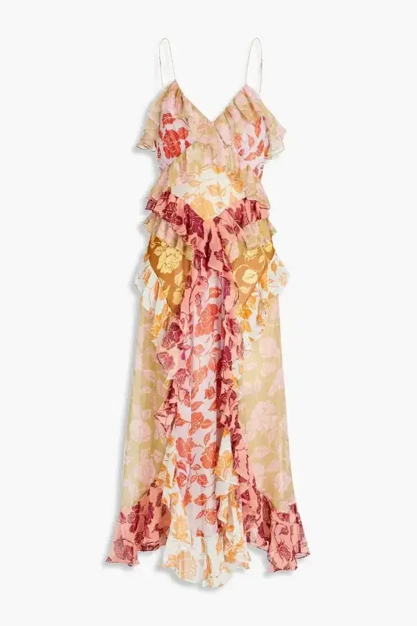 Zimmermann The Lovestruck Slip Midi Dress Patchwork Floral Size 0/Au 8 for rent on The Volte - main image