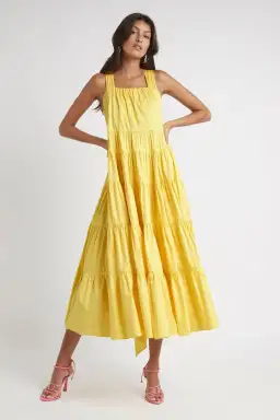 Aje Solstice Tiered Maxi Dress Yellow Size 8 for rent on The Volte - image 1