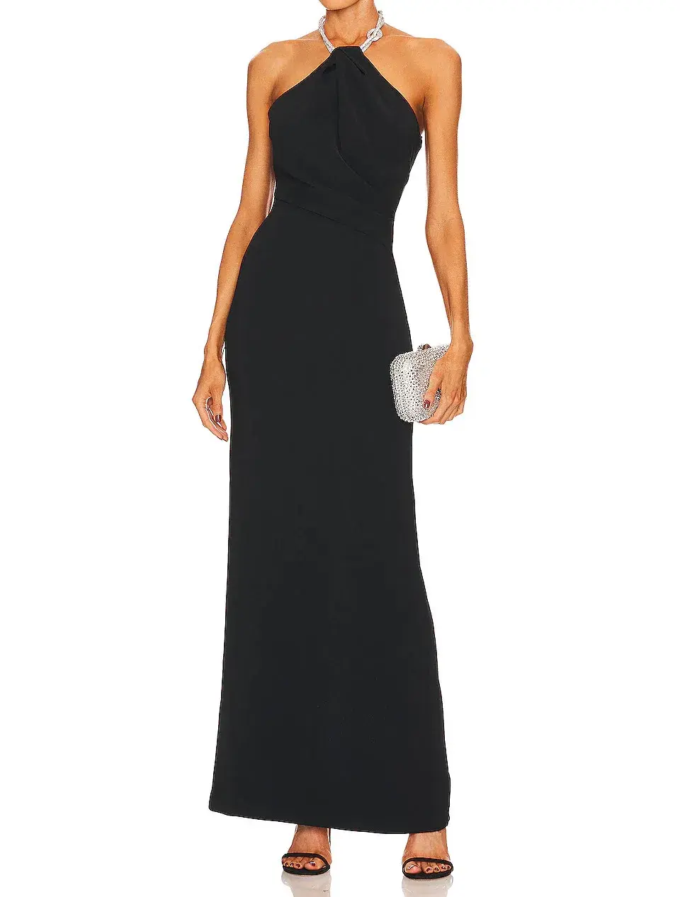 Solace London Riva Crystal Maxi Dress Black Size 8 for rent on The Volte - main image